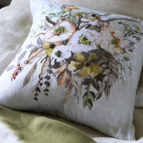 Designers Guild Margaretta Linen Sepia Cushion at Fig Linens and Home - 2