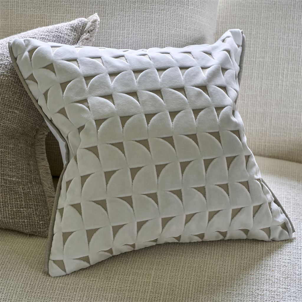 Designers Guild Marquise Chalk Velvet Cushion at Fig Linens and Home - 4