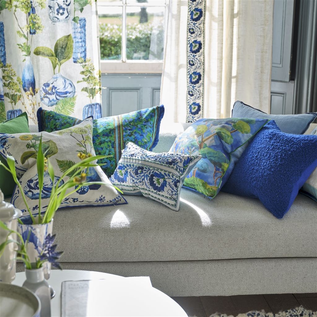 Designers Guild Matsu Cobalt Cotton Cushion at Fig Linens and Home - 8