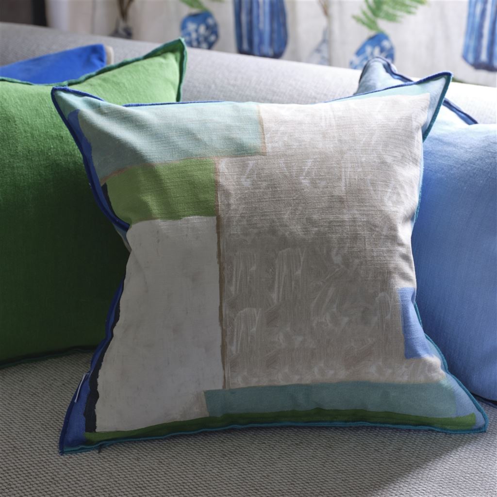 Designers Guild Celadon Vase Delft Cotton Cushion at Fig Linens and Home - 10