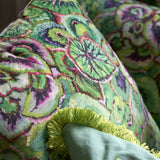 Designers Guild Leaf Glaze Emerald Cotton Cushion at Fig Linens and Home - 7