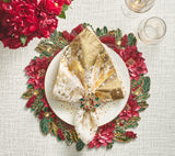 Gem Wreath Napkin Ring in Red, Green & Gold, Set of 4 in a Gift Box by Kim Seybert at Fig Linens and Home 5