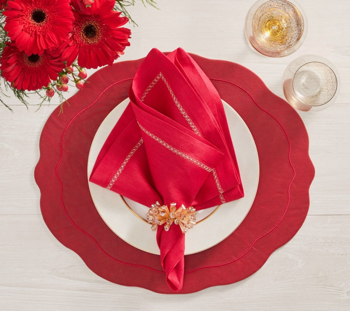 Tailored Placemat in Ruby Set of 4 by Kim Seybert