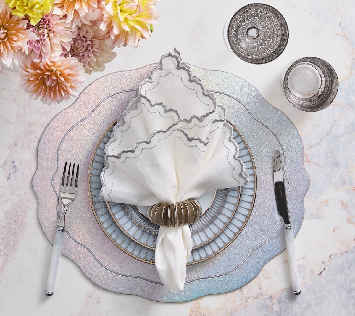 Tailored Placemat in Iridescent & Silver Set of 4 by Kim Seybert