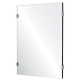 Fig Linens - Mirror Image Home - Rectangular Frameless Wall Mirror with Steel Details