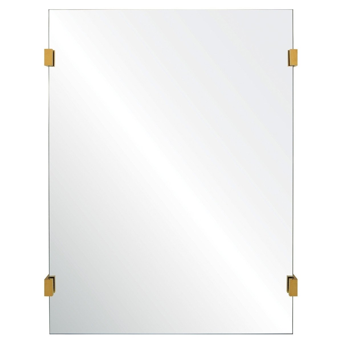 Mirror Image Home - Rectangular Frameless Wall Mirror with Brass Clips | Fig Linens