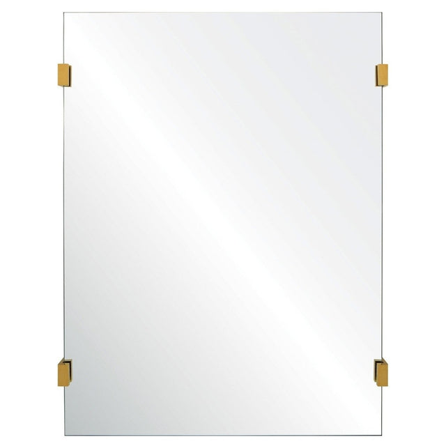 Mirror Image Home - Rectangular Frameless Wall Mirror with Brass Clips | Fig Linens