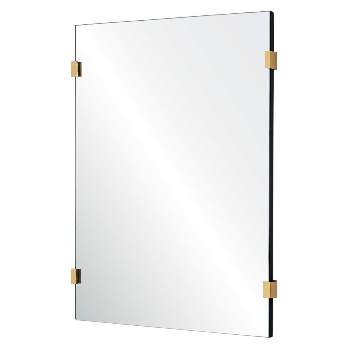 Fig Linens - Mirror Image Home - Rectangular Frameless Wall Mirror with Brass Clips