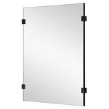 Fig Linens - Mirror Image Home - Rectangular Wall Mirror with Black Nickel Clips - Side