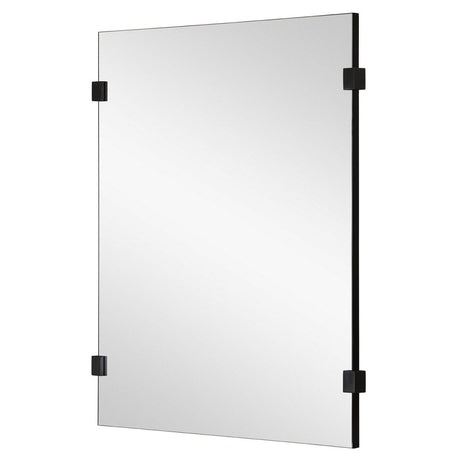 Fig Linens - Mirror Image Home - Rectangular Wall Mirror with Black Nickel Clips - Side