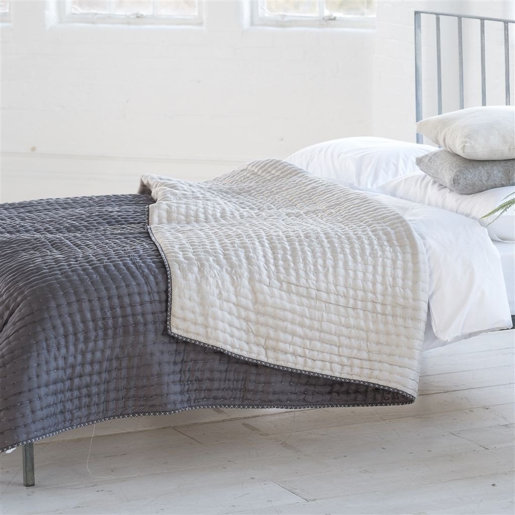 Designers Guild Chenevard Silver & Slate Quilt & Shams