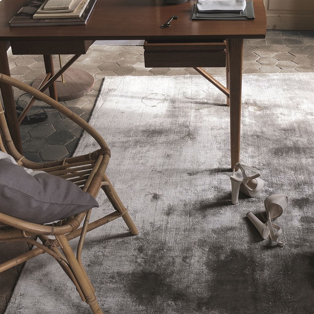 Designers Guild Everson Slate Rug in Living Room