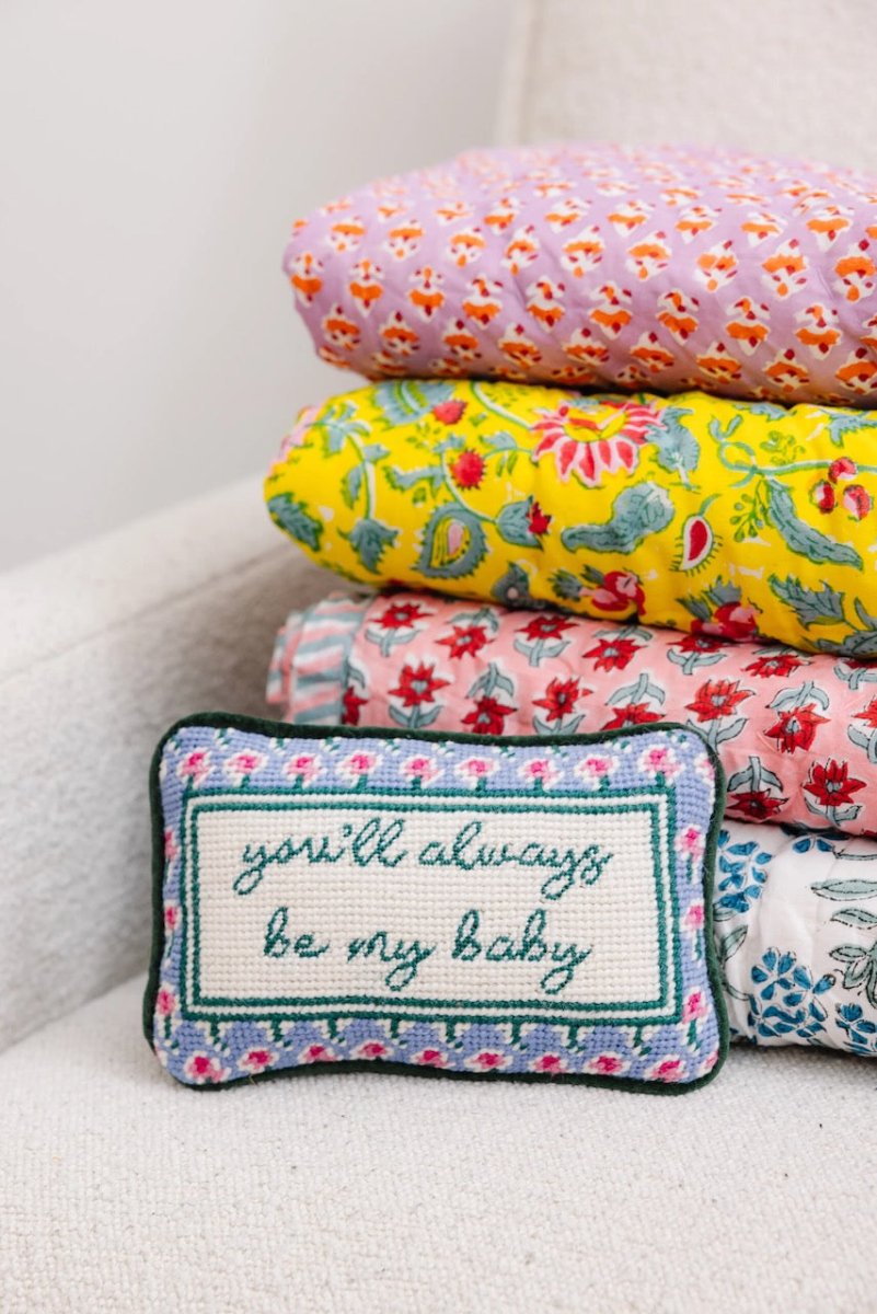 You'll Always Be My Baby Needlepoint Pillow by Furbish Studio at Fig Linens and Home 3