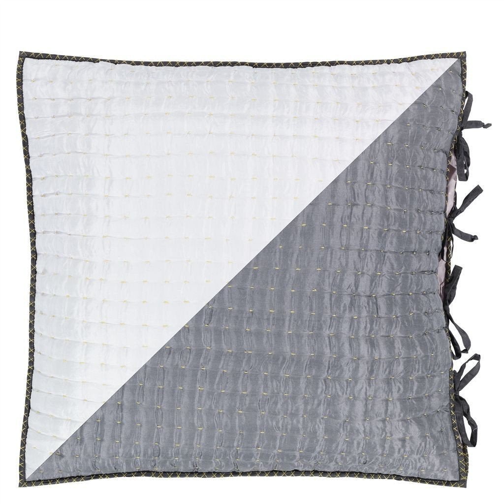 Designers Guild Chenevard Chalk & Graphite Silk Euro Sham | Fig Linens