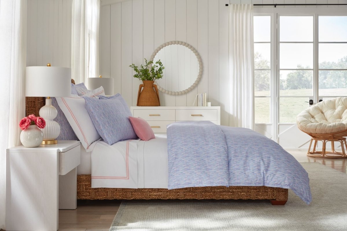 Bedding Image - Shown from Side - Sferra Linens Alessia Pink Percale Bedding at Fig Linens and Home