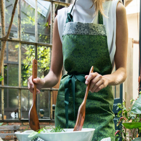 Dans le bois apron in green - le jacquard francais aprons at fig linens and home