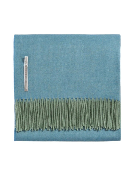 Alicia Adams Alpaca Throw in Turquoise Herringbone