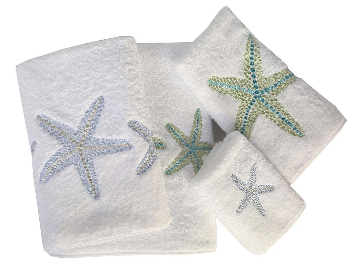 Anali Exquisite Needlework Towels - Starfish Roma Terry Cloth Guest Towels by Anali (Set of 2)