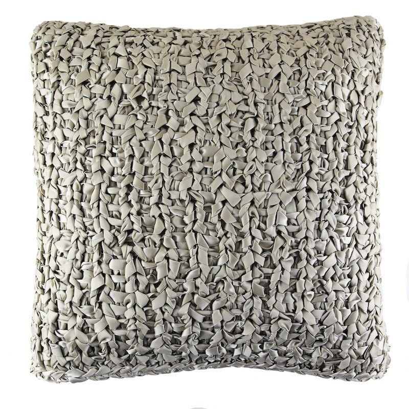 Pale Khaki Ribbon Knit Square Pillows by Ann Gish - Fig Linens and Home