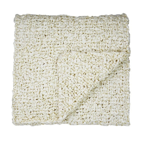 Cream Ribbon Knit Throw Blanket by Ann Gish - Fig Linens and Home