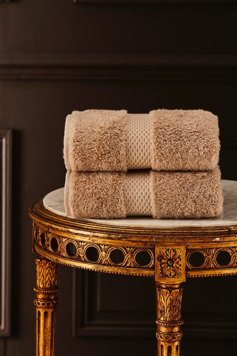 Etoile Dune Bath Towels by Yves Delorme | Thirsty Terrycloth Towels stack at Fig Linens and Home 2