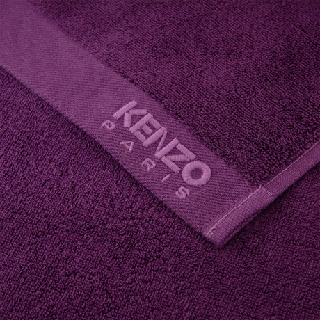 Yves Delorme Iconic Aubergine Towels | Kenzo Terry Towels Corner Detail with Logo