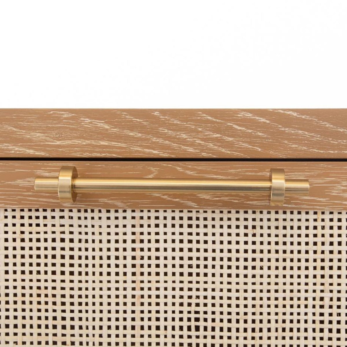 Carla Cerused Oak and Cane Dresser by Worlds Away | Chest of Drawers Detail of Handles View