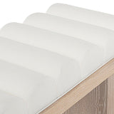 White Bench Seat View - Modern Worlds Away Caspian White Bench in Performance Linen