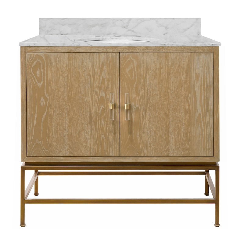 Bathroom Vanity Front - Clifford Cerused Oak Bath Vanity | Worlds Away Bathroom Cabinets