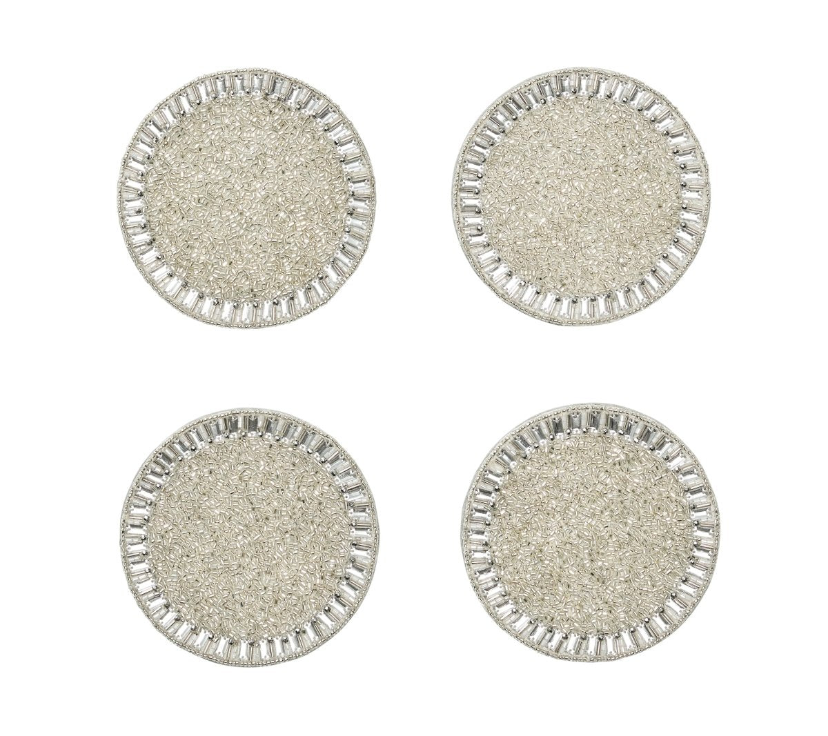 Bevel Coaster in Silver & Crystal, Set of 4 in a Gift Bag by Kim Seybert at Fig Linens and Home