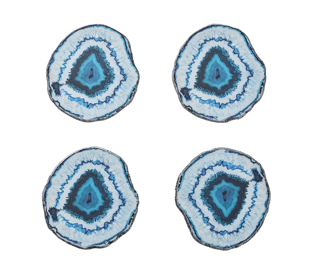 Marine Drink Coasters in Blue, Set of 4 in a Gift Box by Kim Seybert at Fig Linens and Home