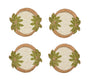 Oasis Coasters in Ivory, Green & Gold, Set of 4 in a Gift Bag by Kim Seybert at Fig Linens and Home