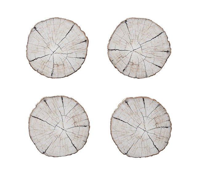 Birch Coaster in Ivory & Natural, Set of 4 in a Gift Box by Kim Seybert at Fig Linens and Home