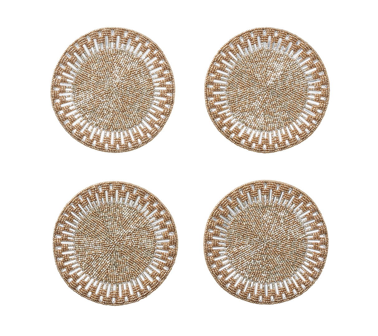 Palisade Coaster in Gold & Silver, Set of 4 in a Gift Bag by Kim Seybert at Fig Linens and Home