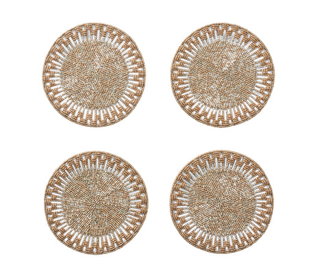 Palisade Coaster in Gold & Silver, Set of 4 in a Gift Bag by Kim Seybert at Fig Linens and Home