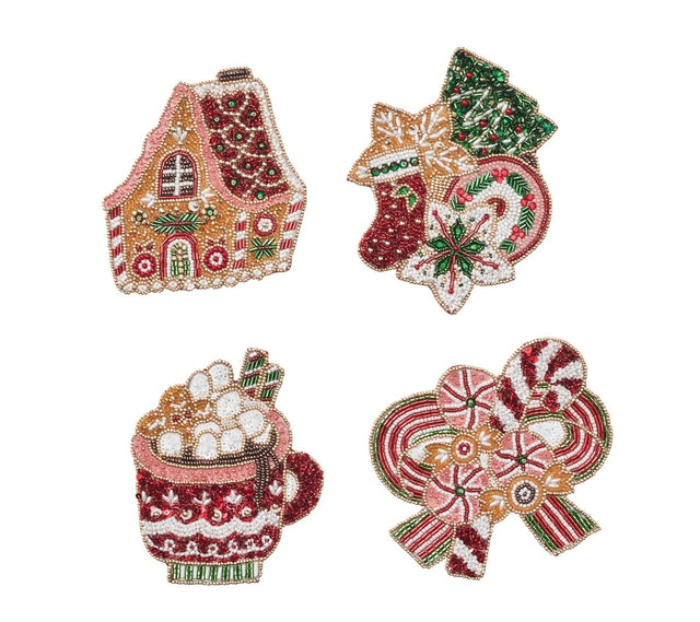 Holiday Treats Coaster in Multi, Set of 4 in a Gift Bag by Kim Seybert at Fig Linens and Home