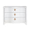 Cora White Chest by Worlds Away - Curved Front Dresser with Satin Brass Pull - Front View