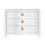 Cora White Chest by Worlds Away - Curved Front Dresser with Satin Brass Pull - Front View