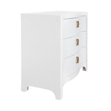 Cora White Chest by Worlds Away - Curved Front Dresser with Satin Brass Pull - Angle View