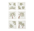 Palm Coast Cocktail Napkin in White, Green & Gold, Set of 6 in a Gift Box by Kim Seybert at Fig Linens and Home