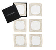 Frame Cocktail Napkin in White, Gold & Silver, Set of 6 in a Gift Box by Kim Seybert at Fig Linens and Home