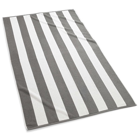 Cabana Stripe Grey Beach Towel | Kassatex at Fig Linens