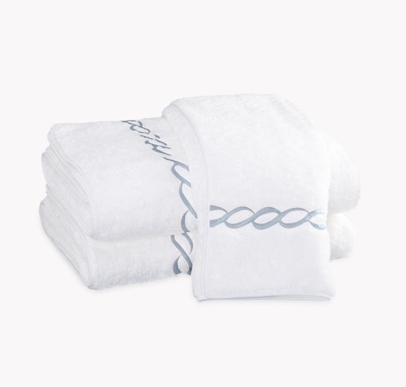 Matouk Classic Chain Silver Towels - Fig Linens and Home