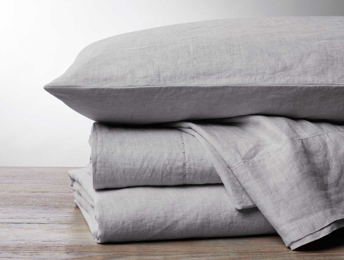 Fig Linens - Coyuchi Organic Linen Chambray Bedding - Fog Gray