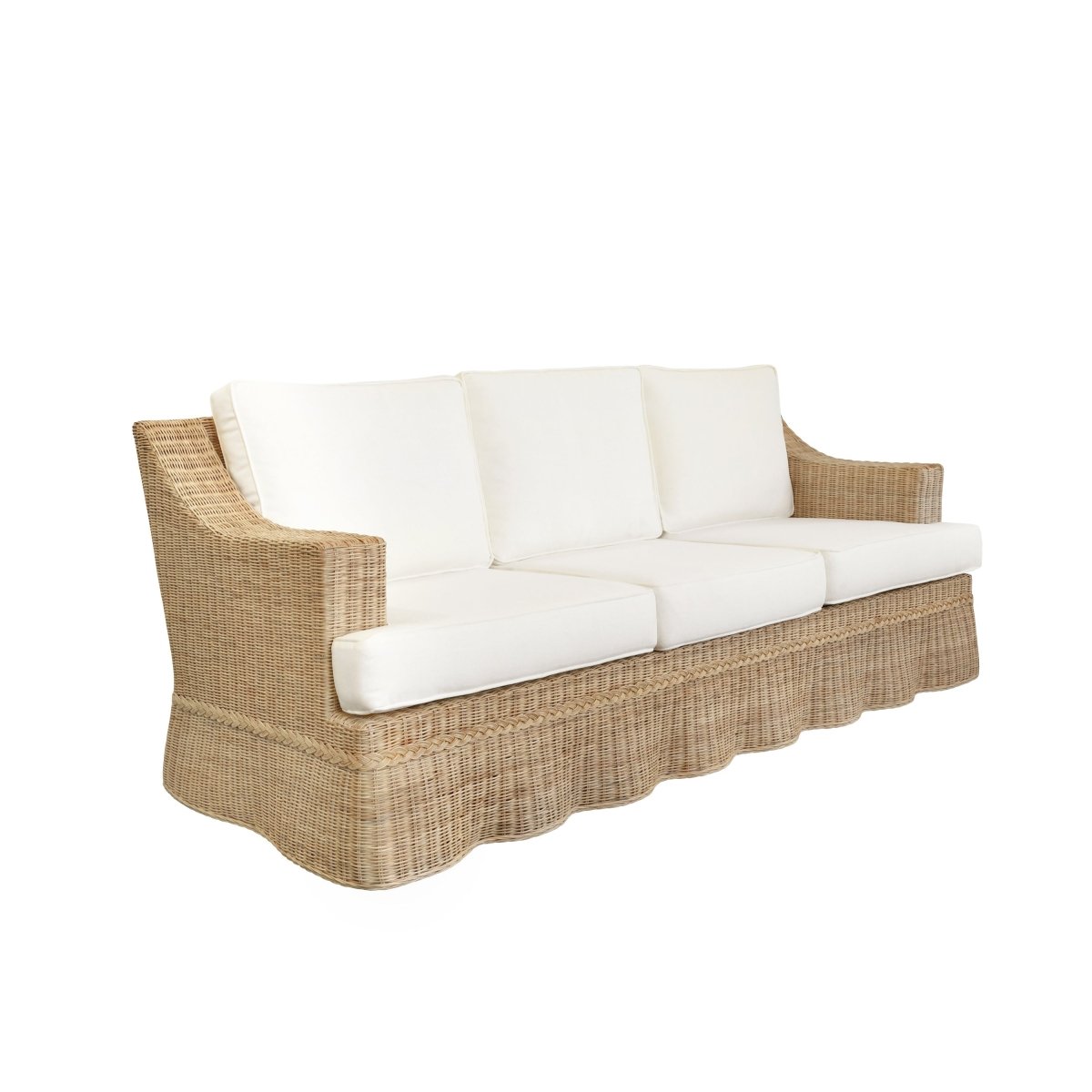 Rattan Sofa - Worlds Away Daphne Sofa - Angle View - Fig Linens and Home