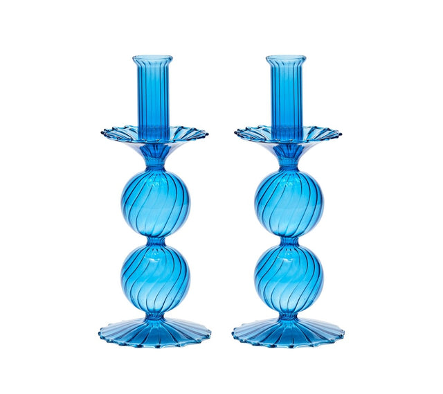 Bella Candlestick in Blue, Set of 2 by Kim Seybert at Fig Linens and Home