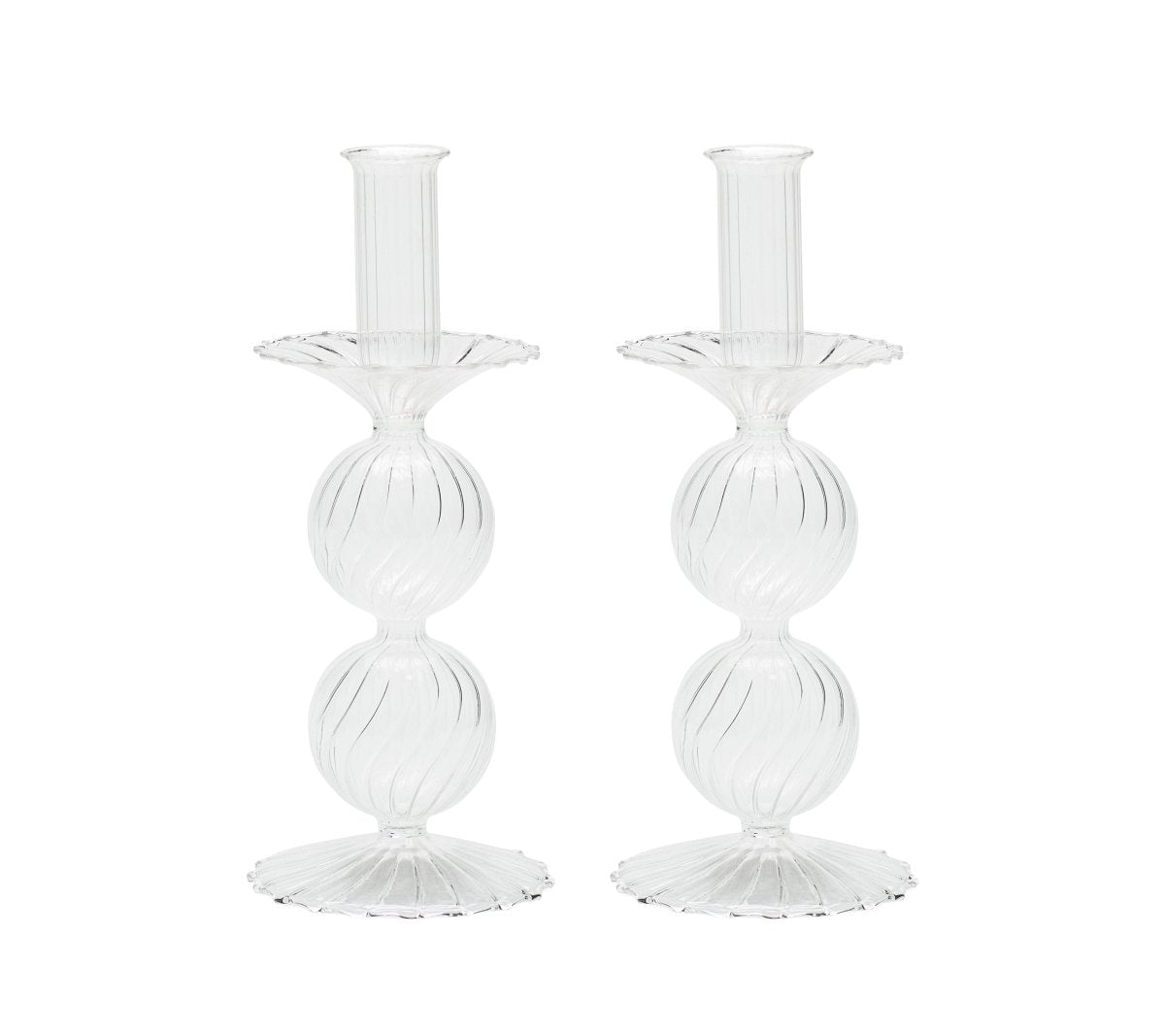 Bella Candlestick in Clear, Set of 2 by Kim Seybert at Fig Linens and Home