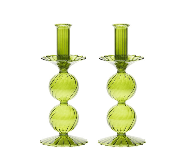 Bella Candlestick in Olive, Set of 2 by Kim Seybert at Fig Linens and Home