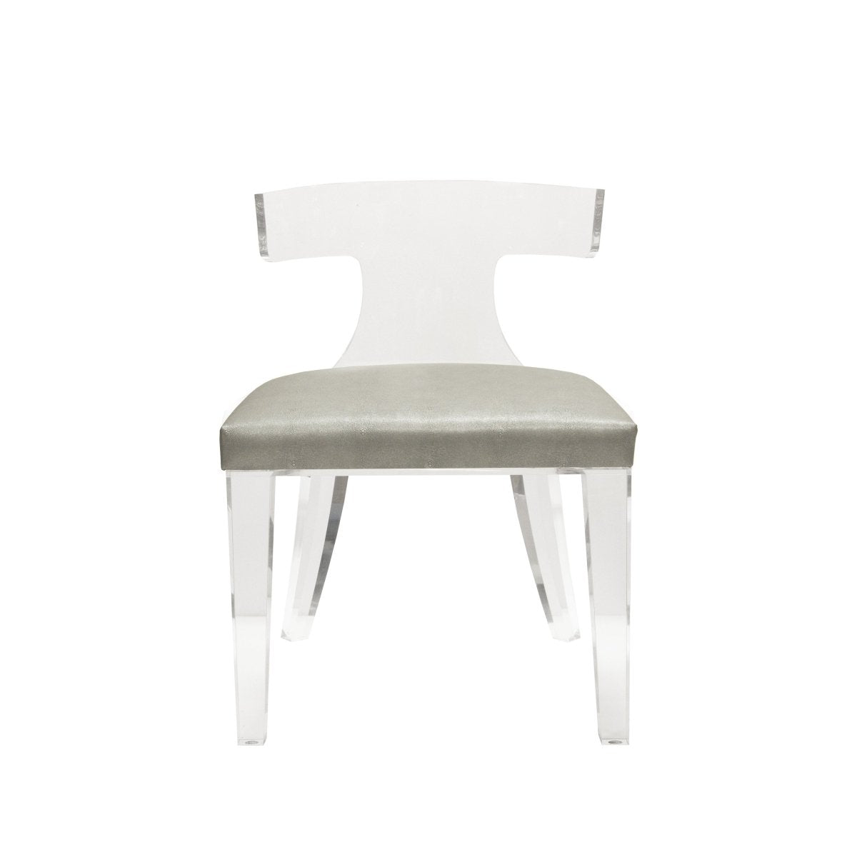 Duke Grey Chair | Worlds Away - ACRYLIC KLISMOS CHAIR WITH GREY SHAGREEN CUSHION