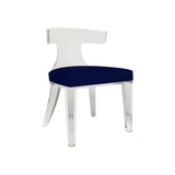 Duke Navy Velvet Chair | Worlds Away - ACRYLIC KLISMOS CHAIR WITH NAVY VELVET CUSHION